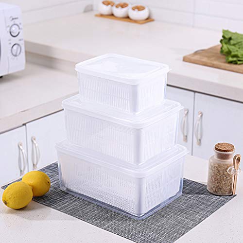 Frutas de plástico para geladeira e caixas de alimentos da UPKOCH, caixa de drenagem de vegetais, ca
