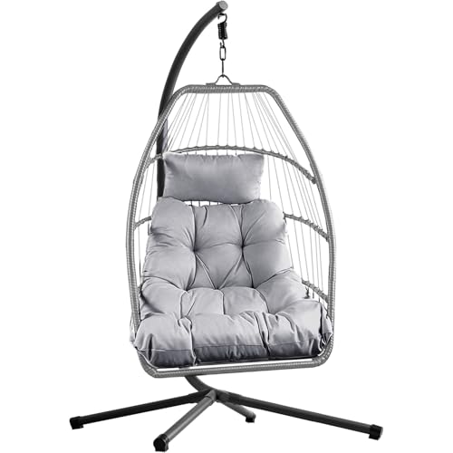 Home Republic Egg Chair Bohemian Rattan Weaving with Waterproof Cushion Hanging Chair for Outdoor...