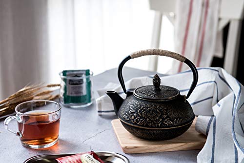 Cast Iron Teapot - Tea Kettle With Infuser For Loose Tea - Stovetop Safe - Ndb Craftworks - Peony (27Oz,800Ml) #TOP2