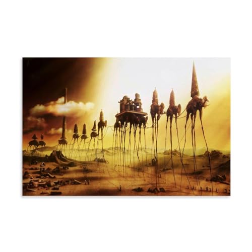 Salvador Dali Œuvres célèbres (les éléphants) Impression Affiche Toile Art mural Impressions Cadeaux Photo Image Peinture Décoration d’intérieur Décoration de maison 20 x 30 cm