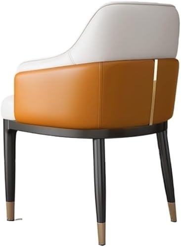 Sillas de comedor, Century Modern sillas de comedor con brazos, asiento de cuero y patas de metal, sillas para comedor (naranja)
