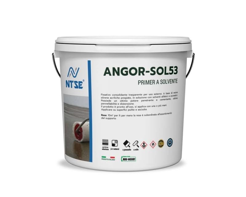 Generico ANGOR-SOL53 Primer Consolidante per Guaine 5 lt - Fissativo per Esterni ad Alte Prestazioni