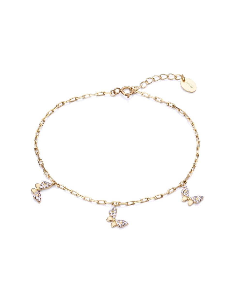 Viceroy Jewels 13086p100-30 Pulsera Mujer Plata Dorada Mariposas Circonitas Medida 18 cm