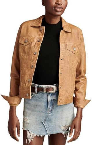 Lucky Brand Women&#39;s Leather Trucker Jacket