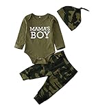 Newborn Baby Girl Clothes Mommy Sayings Top Printed Bodysuits Camouflage Pants+Hats Romper Outfit...