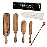 Spurtle Kitchen Tool - Wooden Spurtle Set of 6 - Spatula Set - Spurtles Kitchen Tools as seen on tv - Cooking Utensil set Wooden Kitchen Utensil Set - Wok Non Stick Wooden Spatula - Spoon Rest