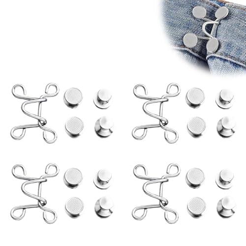 Wusjcof 4 Set Clip Para Ajustar Pantalones, Botones Ajustables, Broches De Cintura Desmontables, Ajustadores De Cintura, Botones De Jeans, Clips De Cintura, Ajuste De Pantalones
