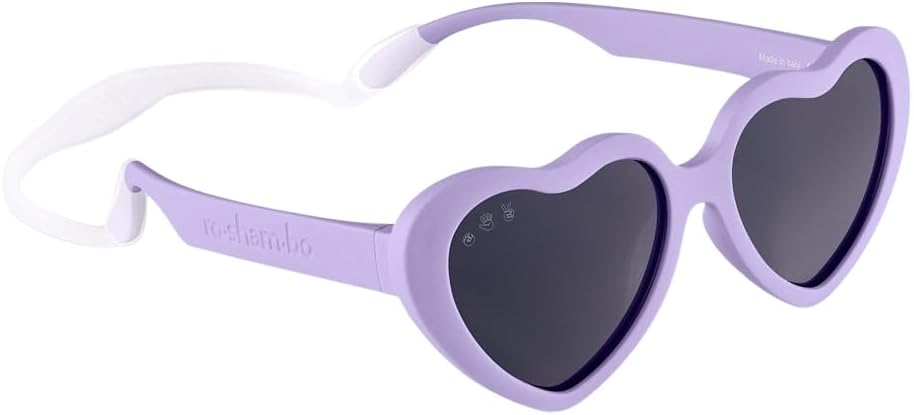 ROSHAMBO Eyewear Heart Sunglasses - Unbreakable Italian Made Eyewear with Strap - BPA-Free Polarized UV Protection