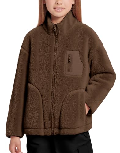SEAUR Fleece Jackets Kid Boys Girls Zip Up Sweatshirt Coats with Pockets Long Sleeve Outerwear Pullover