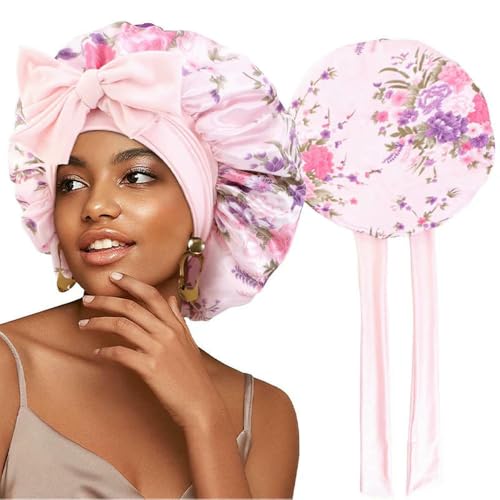 Bonnet de nuit en satin réglable et bonnet de douche réutilisable