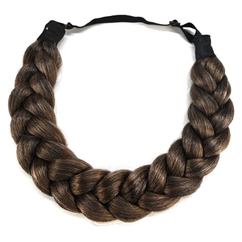 TOECWEGR Hair Braided Headband Classic Chunky Wide Thick Plaited Braids Elastic Stretch Syntheti Buckling Hairpiece Braid Headband Cover