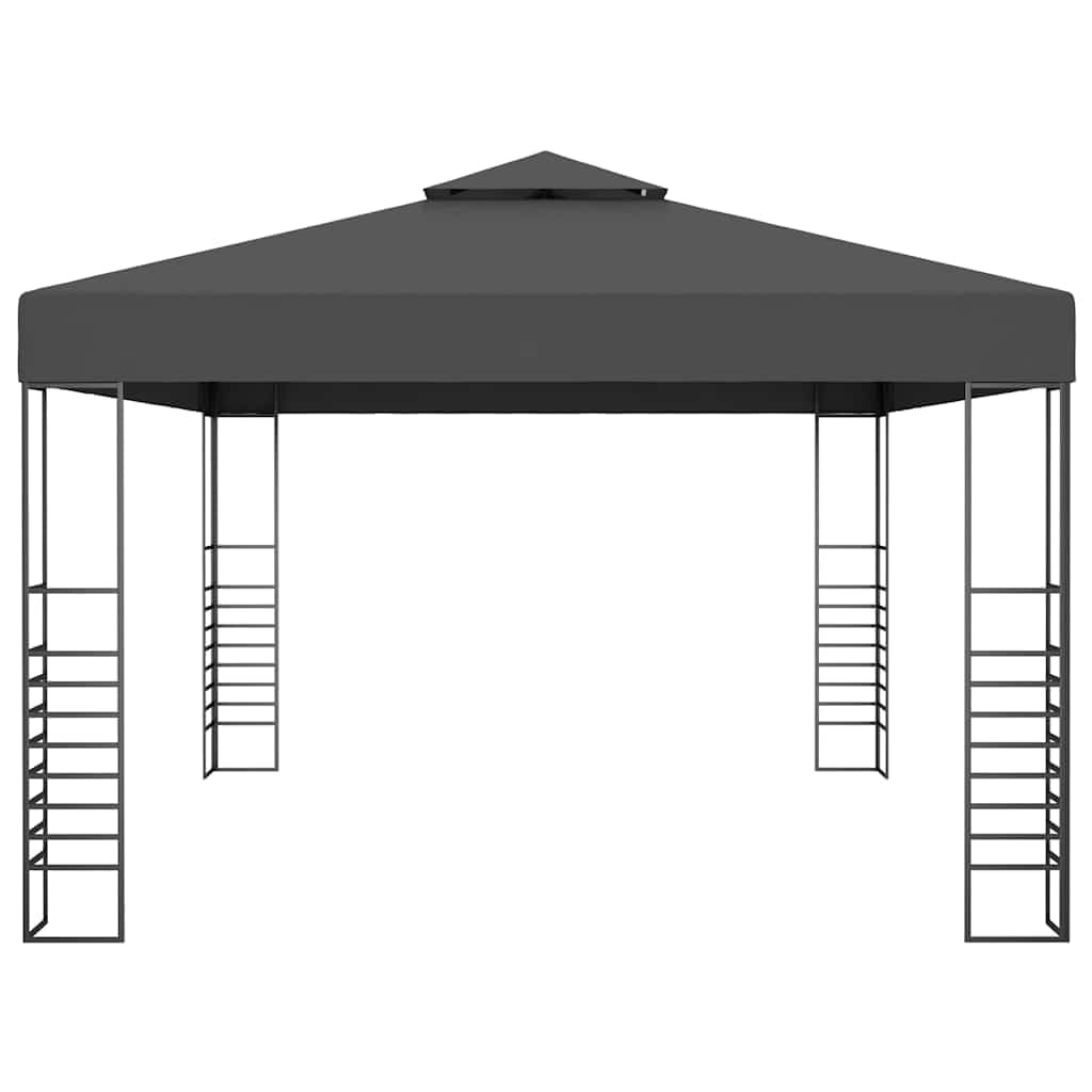Altana Ogrodowa z Lampkami LED, 3x4 m, Antracytowa, Stalowa