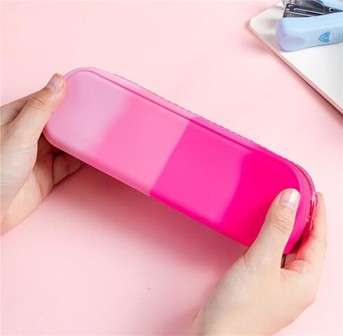 Image of YYaaloa Pink Silicone Pouch, Waterproof Aesthetic Pencil Case & Makeup Bag