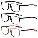 Fsread 3er Pack TR90 Sportliches Lesebrille für Herren Blaulichtfilter mit Federscharnieren Lesehilfe Rechteck leichtes flexibles und trendiges Design Anti UV/Ermüdung/Blendung +2.0