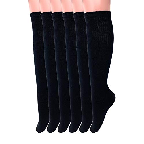 AWS/American Made Black Tube Socks for Men Cotton Sport Socks 6 Pairs 9-15