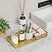 Bathroom Vanity Tray for Counter Organizer - 11 Inch Small Decorative Tray Gold Rectangle Countertop Tray for Perfume Makeup Cosmetic Jewelry