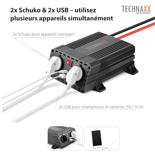 Convertisseur 12V 230V 600W compact avec puissance pic 1200W - 4