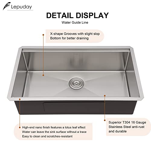 33 Kitchen Sink Stainless Steel - Lepuday 33" X 19" Undermount Sink Single Bowl Ledge Workstation 16 Gauge Stainless Steel Brushed Handmade Under Counter Kitchen Sink Basin #TOP3