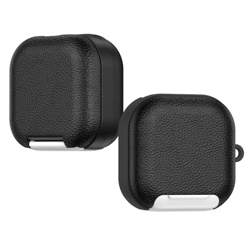 Étui Samsung Galaxy Buds 4 Pro en cuir antichoc noir et blanc avec support silicone