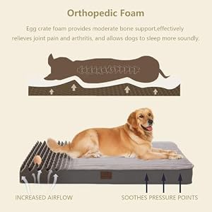 Orthopedic Dog Beds for XL, Large, Medium, Small Dogs, Washable Dog Bed with Egg Crate Foam, Waterproof Dog Bed with Removable Cover & Anti-Slip Bottom, Comfy Striped Dog Crate Bed, 40x28 Inch, Gray Orthopedic Dog Beds for XL Large Medium Small Dogs Washable Dog Bed with Egg Crate Foam Waterproof Dog Bed with Removable Cover Anti Slip Bottom Comfy Striped Dog Crate Bed 40×28 Inch Gray