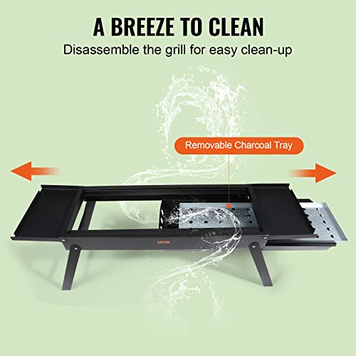 Vevor 23 Inch Portable Charcoal Grill, Small Barbecue Grill Folding Bbq Grill , Compact Foldable Grill, Heavy Duty Steel Bbq Grill, Mini Smoker For Travel, Outdoor Cooking, Barbecue Camping, Picnic, Patio Black #TOP5