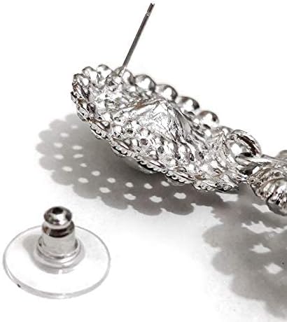 Wedding Rhinestone Synthetic Pearl Cluster Large Circle Flowers Long Drop Statement Earrings Elegant - Image 4