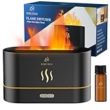 Flame Diffuser Mist Humidifier Aromatherapy Diffuser with Waterless Auto-Off Protection for Spa Home Yoga Office（Black）