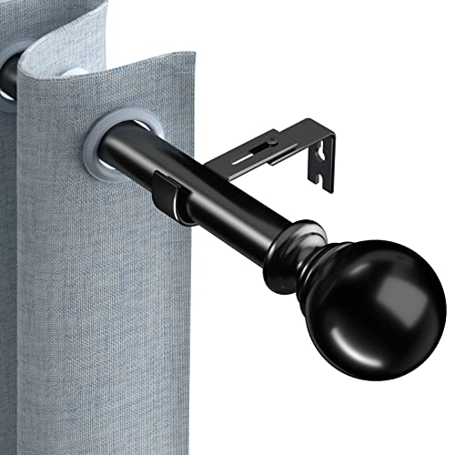 Black Curtain Rods For Windows 48 To 84 Inches, 1" Diameter Adjustable Spring Curtain Rod With Round Finials, Modern Heavy Duty Drapery Rods With Brackets For Indoor/Outdoor(Black, 28"-84") #TOP1