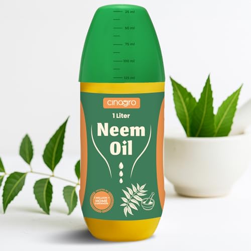 Image of Cinagro Cold Pressed Neem Oil Concentrate (1 Litre, Makes 240 Litre Spray) Organic, Water-Soluble, Plant Protector, Removes Mealybugs, Fungus & Insect Control for All Plants, Indoor & Outdoor Use