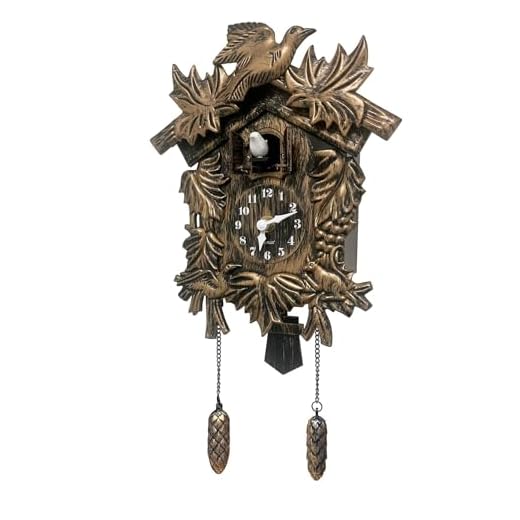 Chiming Classic Brown Vintage Cuckoo Wall Clock Hanging Bird Clock Home Decor Christmas Clock Gifts