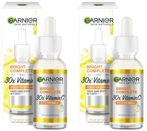 Image of Garnier Skin Naturals, Face Serum, Brightening and Anti-Dark Spots, Bright Complete Vitamin C Booster, 50 ml (Pack of 2)