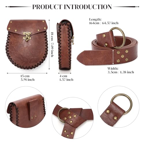WERFORU Men Renaissance Belt Pouch - Medieval Viking Accessories for Cosplay Costume - Belt Bag3
