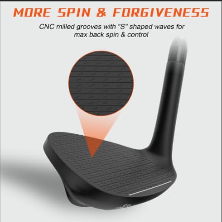 MAZEL Golf Sand Wedge 52/56/60 Degree, Golf Dual Bounce Sole Wedge Club with Curvy Lines for More Friction and Backspin (Black Single Wedge, 52 Degrees) - Image 2
