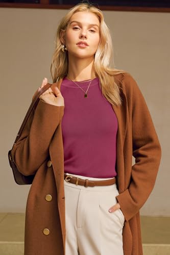 Image of Arach&Cloz Women's Wool Blend Classic Crew Neck Casual Fall Sweaters