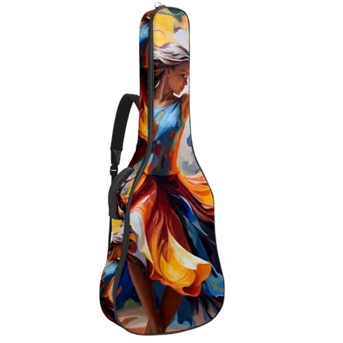 Sac de guitare acoustique imperméable avec poches et motifs d'art