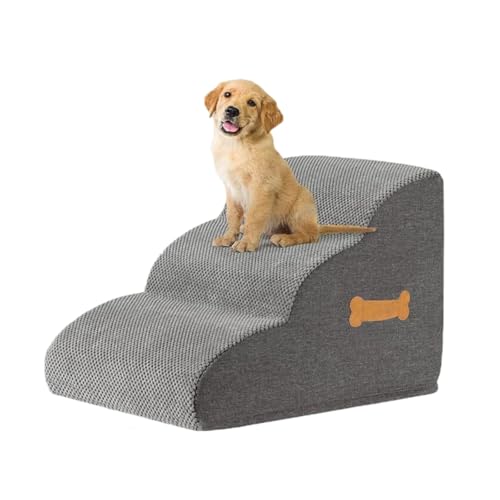犬階段 ステップ ドッグステッ プ ペット安定性 犬用踏み台 ペット用品 ペット用ステップ 取り外し可能 洗えるカバー 老犬介護 怪我防止 よい 快適なはしご ペット用 ソファ ハイベッド カウチ 猫用 小型犬適用 (22Dスポンジ,グレー:40*55*3