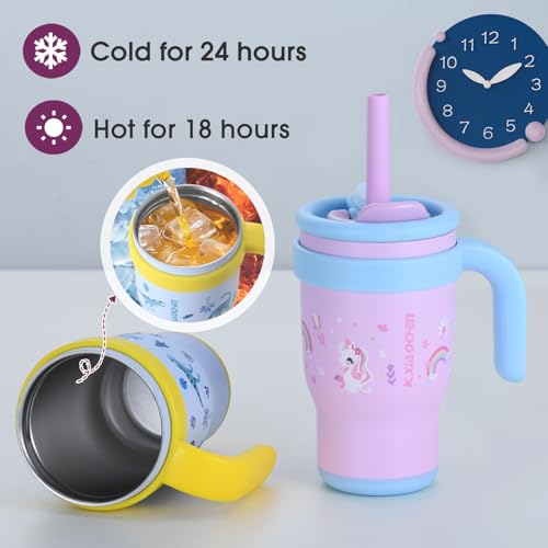 Image of 14 oz Toddler Tumbler with Handle, 2 Pack Kids Straw Cups with Sippy Lid