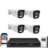 GW Security 8 Channel 12MP NVR UltraHD License Plate/Face Recognition NDAA & TAA Compliant Security Camera System with 4 x 5MP Outdoor & Indoor Color Night Vision Two-Way Audio PoE Bullet Cameras