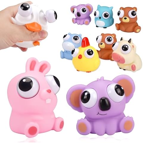 Sepco Animal Squeeze Toys with Pop Out Eyes Eye Popping Stress Relief Toy Balls Fun Fidget Gagdets for Kids Birthday Party Favors 8 Pack Cover