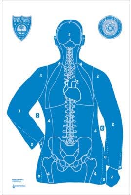 Miami Beach (FL) PD Training Target Features Vital Anatomy Highlighted Heart & B-21 Scoring for Multiple Training Options Size: 23" x 35" Blue