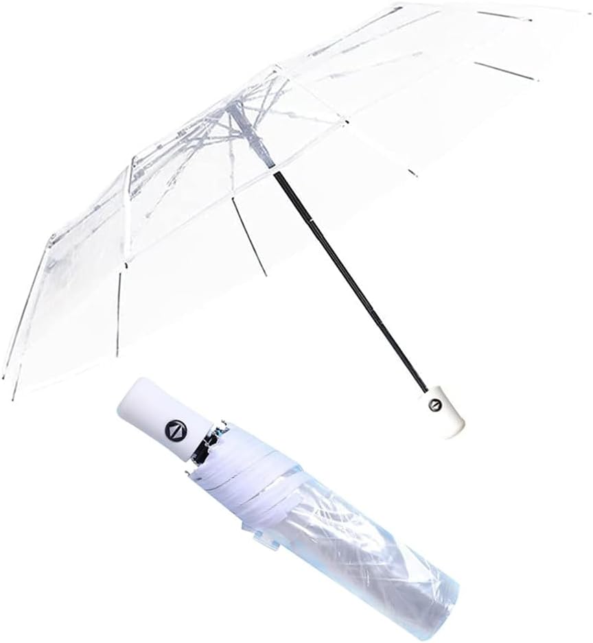 Clear Canopy, Automatic Open Foldable Umbrella, Portable Travel Umbrella, Umbrellas for Rain Windproof, Strong Compact Umbrella for Wind and Rain, Perfect Car Umbrella, Golf Umbrella, Backpack (Clear)