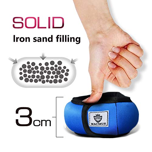 MACMUS Ankle/Wrist Weights (1 Pair) for Yoga, Fitness, Workout, Exercise, Walking, Jogging, Gymnastics, Aerobics and Gym (1-2kg) (Black, 1 kg/Pair)