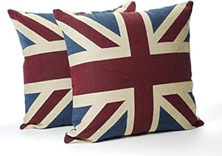 A Pair Of 18in x 18in Vintage Union Jack Cushions Complete With Pad