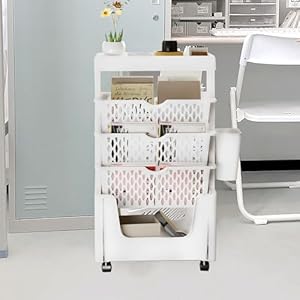 Ftoqwzxv QE2408 Bücherwagen 5-lagig Weiß