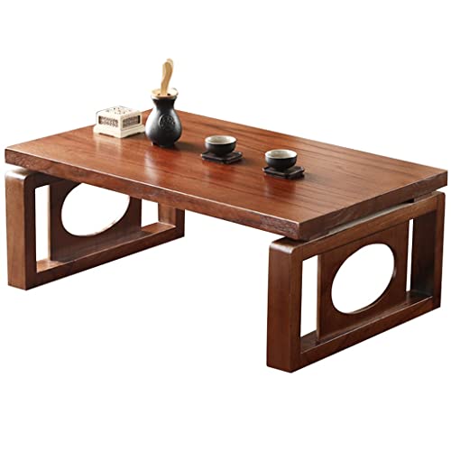 Table basse tatami pour coin thé zen et méditation sur un rebord de fenêtre de salon