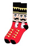 Men's Christmas Nutcracker Holiday Novelty Dress & Trouser Crew Socks (Red)