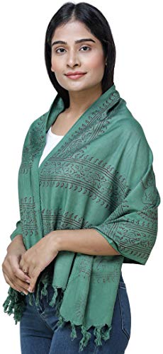 Gautam Buddha Block-Printed Prayer Scarf - Color Green2