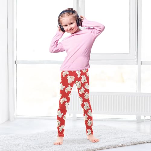 Girls Leggings Popcorn Red Print Soft Toddler Leggings for Girls Kids Pants Size 4T-10T4