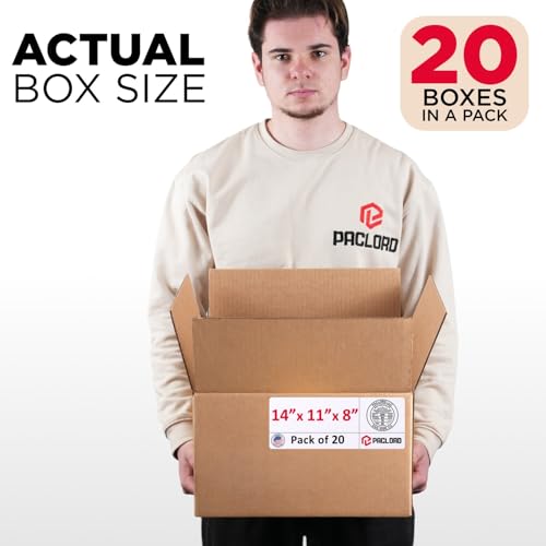 Image of Medium Cardboard Boxes 14 inchL x 11 inchW x 8 inchH (Pack of 20) - USA-Made Packing Boxes for Moving, Shipping, or Storage - USPS, UPS, FedEx Approved - Professional Packing Supplies for Moving | USA-Made Packing Boxes for Moving, Shipping, or Storage - USPS, UPS, FedEx Approved - Professional Packing Supplies