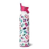 Swig Life 20oz Insulated Water Bottle with Straw & Flip + Sip Handle | Leak Proof, Dishwasher Safe,